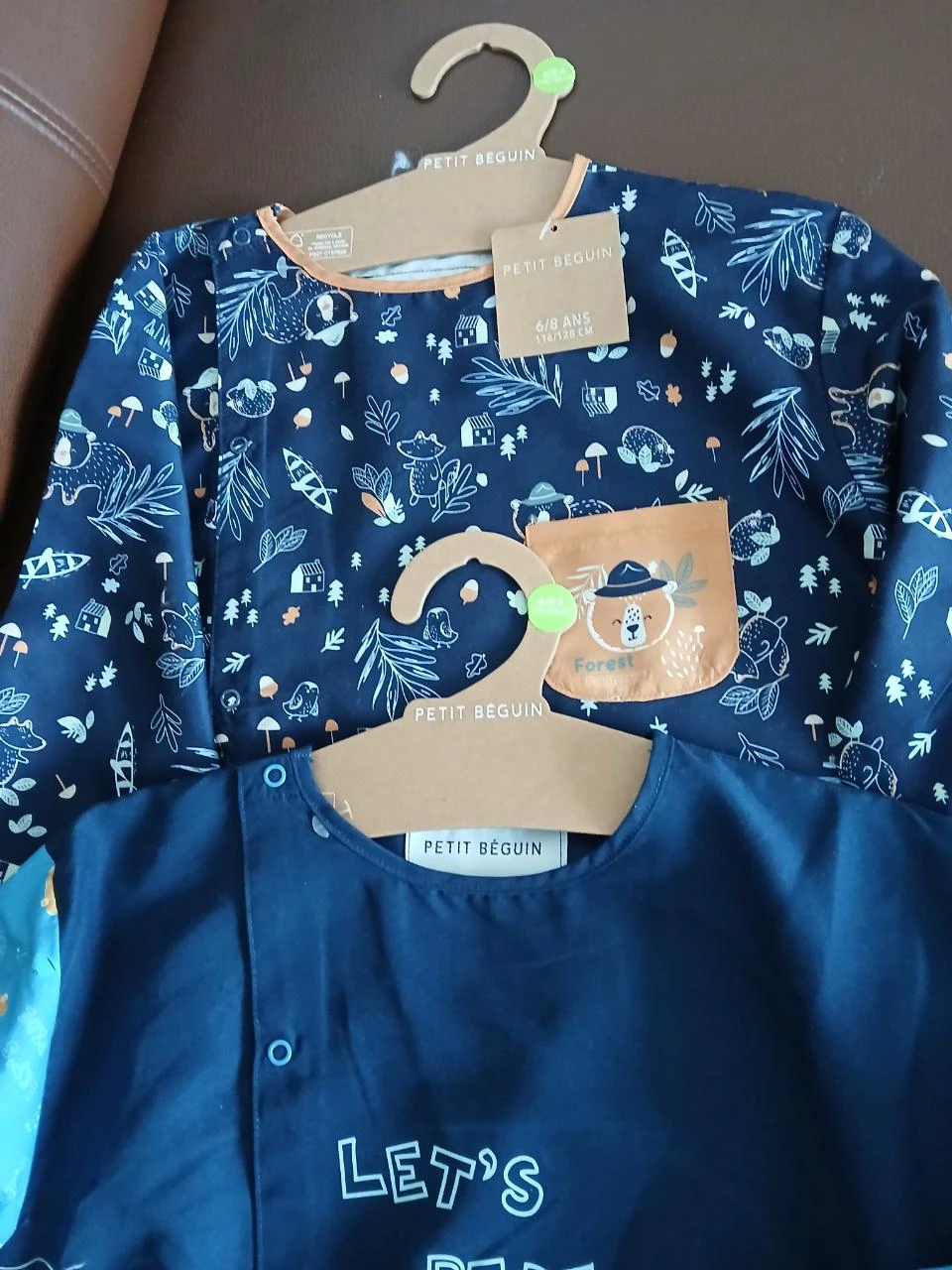 lote de 2 aventais blusas pintura escolar garoto petit beguin 116/128 cm 6/8 anos – photo 3